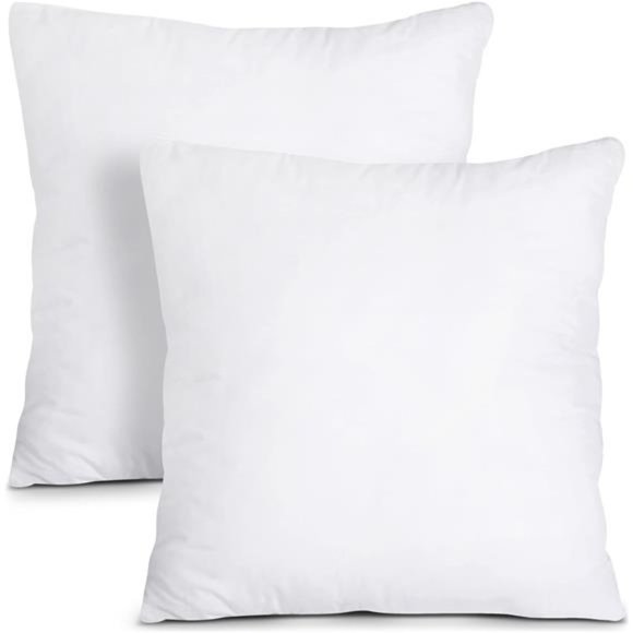 Bedding Throw Pillows Insert (Pack of 2, White) - 12 x 12 Inches Bed and Pillows - Picture 1 of 7
